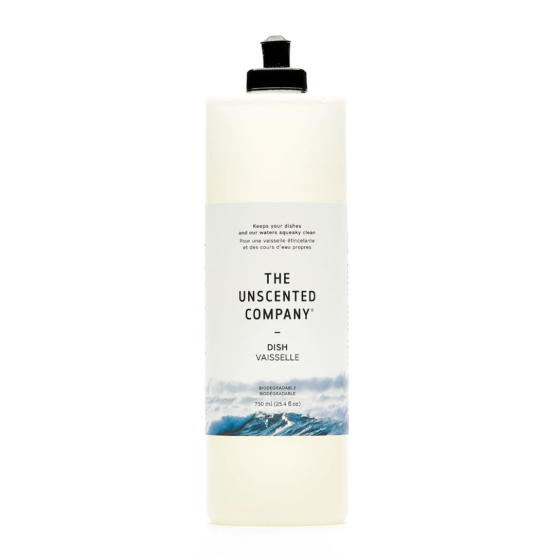 Dish soap bottle from 'The Unscented Company' on a white background